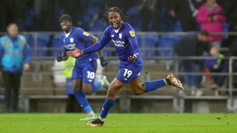 Romaine Sawyers celebrates his goal against Reading