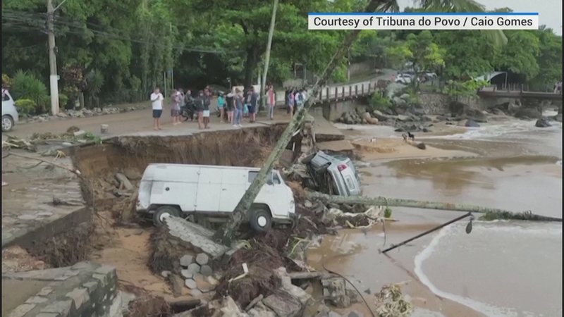 Rescue searches are continuing in Sao Sebastian after dozens of people reported missing after flooding