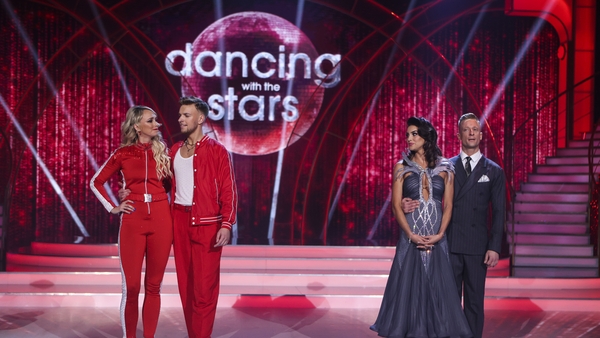 (L-R) Stephanie Roche and Ervinas Merfeldas and Suzanne Jackson and John Nolan hear the dance-off result on Sunday's Dancing with the Stars