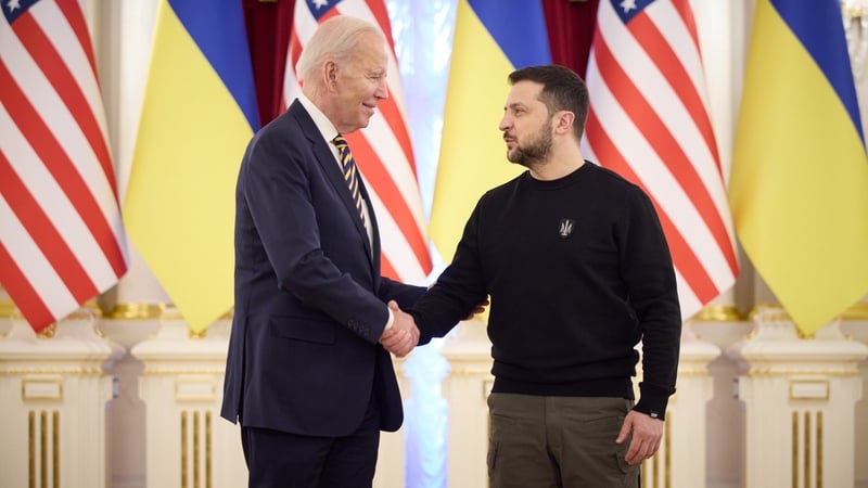 Joe Biden and Volodymyr Zelensky at the Ukrainian presidential palace