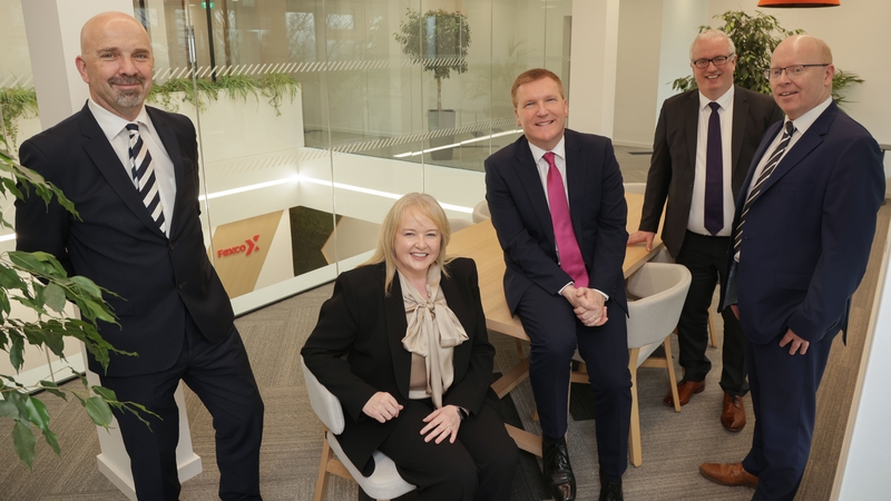 Finance Minister Michael McGrath, Mike O'Halloran of Fexco Asset Finance, Sean Crowe of Fexco, June Butler of SBCI and Neil Hosty, CEO of Fexco