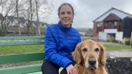 Léan Kennedy and her guide dog Higgins