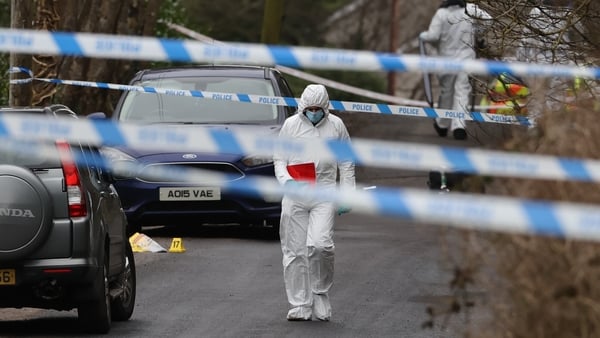 PSNI forensic officers at the scene of the shooting this morning