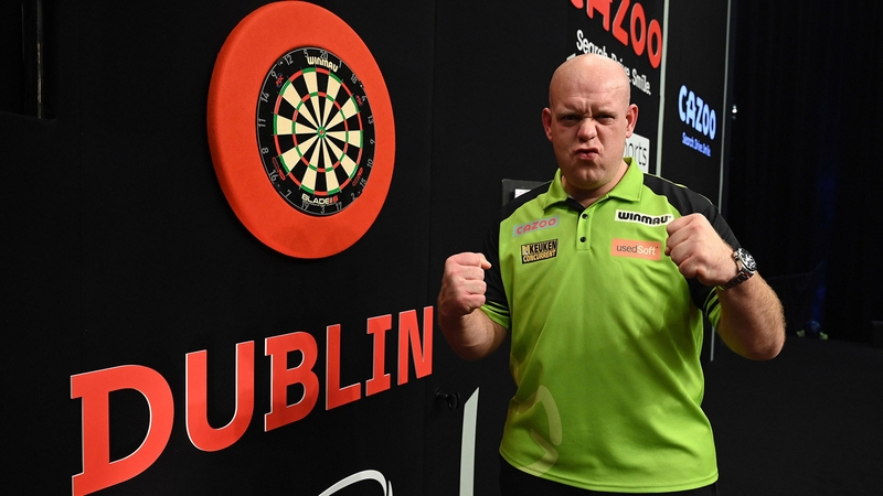 Michael van Gerwen celebrates at the 3Arena