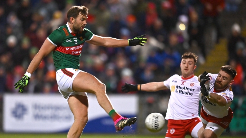 Aidan O'Shea slots home Mayo's first goal