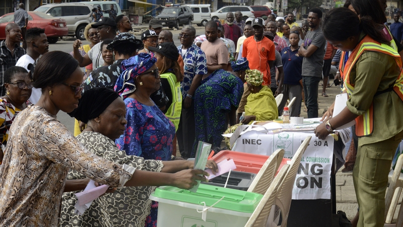 People queue to vote during the 2023 Presidential and National Assembly Elections in Ikeja, Lagos, Nigeria