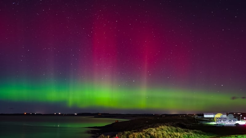 The aurora as seen from Co Sligo. Photo: Kenneth McDonagh, Donegal Weather Channel