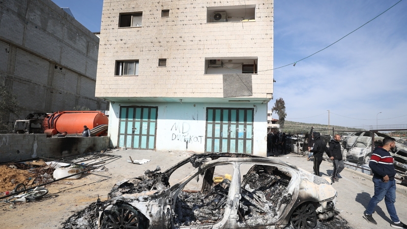 Destroyed vehicles after Israeli forces raided Zatara in the city of Nablus
