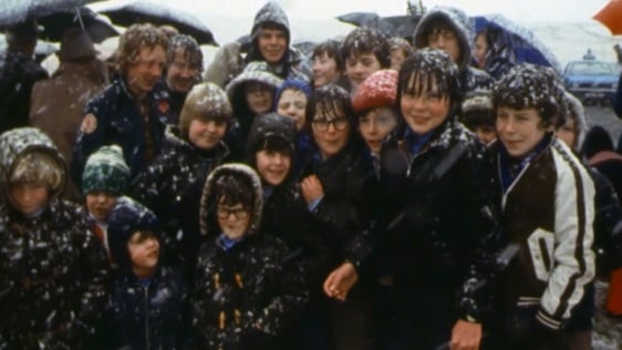 People at the official opening of the Carrickfinn Airstrip in County Donegal, 1978.