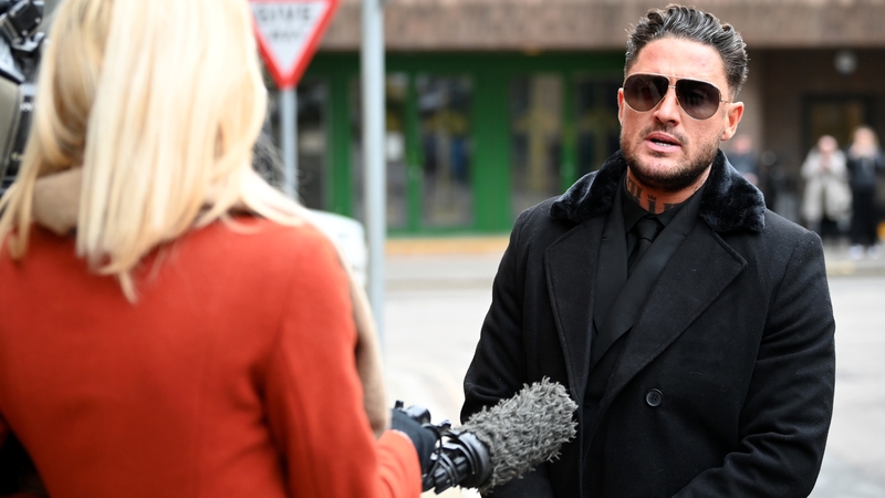 Stephen Bear being interviewed outside court