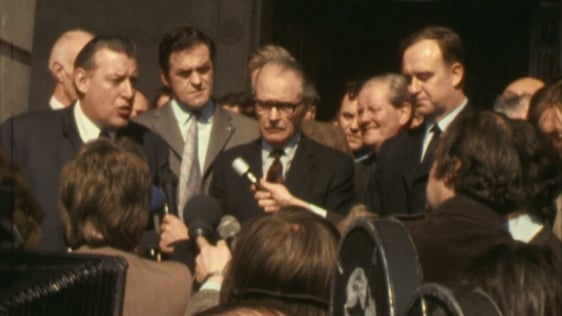 United loyalist action front make a statement at Stormont in 1973.