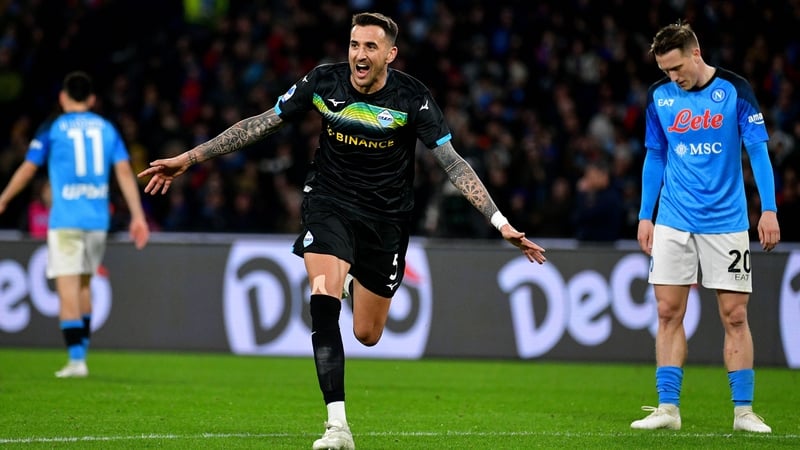 Lazio's Matias Vecino celebrates his goal against Napoli