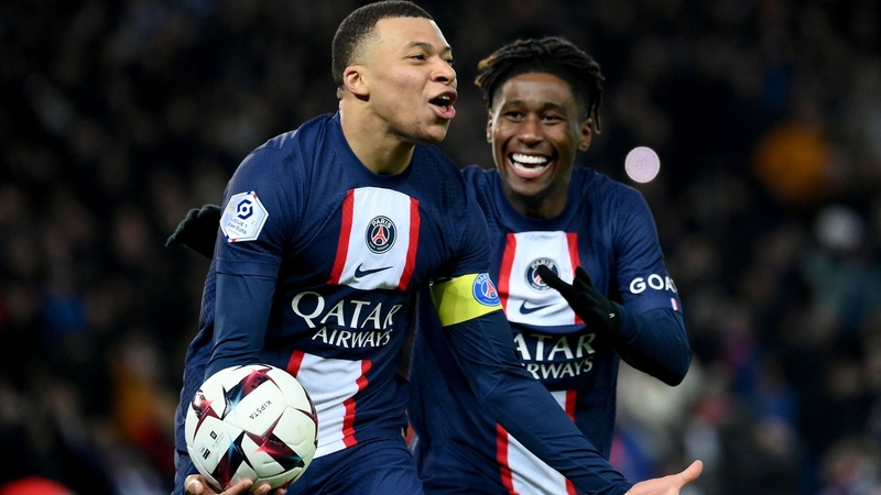 Kylian Mbappe celebrates his record-breaking goal