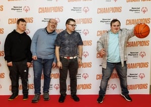 Darren Breen, Darren Kettle and Tiernan O'Briain Memebers of Swords Basketball Club and Sammy Kratchsmar of Metro Bowling Special Olympics Club