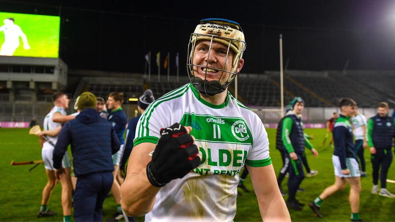 TJ Reid celebrates after Ballyhale beat Ballygunner in the 2022/23 All-Ireland club semi-finals