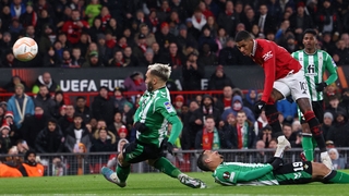 Marcus Rashford with the opening goal at Old Trafford