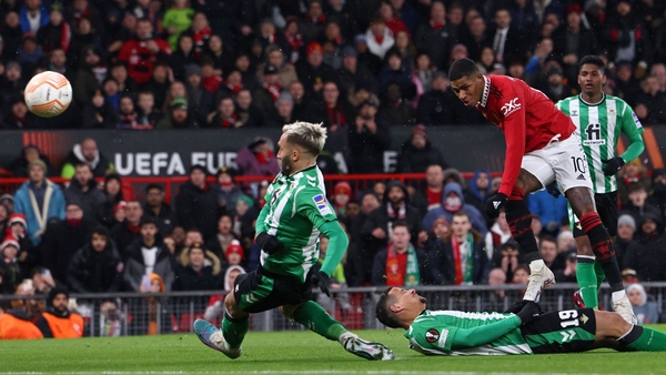 Marcus Rashford with the opening goal at Old Trafford
