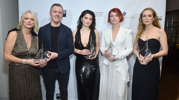 Cleona Ní Chrualaoí, Colm Bairéad, Eve Hewson, Jessie Buckley and Kerry Condon attend Oscar Wilde Awards 2023