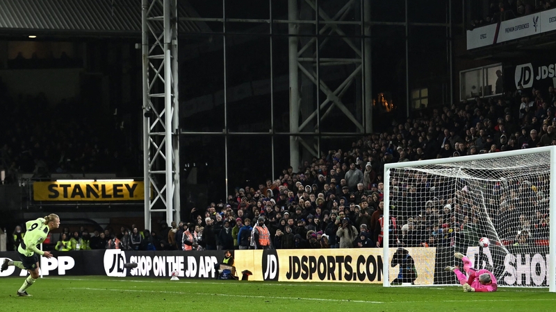 Erling Haaland scores from the penalty spot