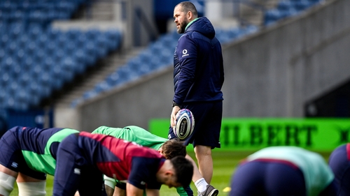 Andy Farrell oversees the captain's run at Murrayfield yesterday