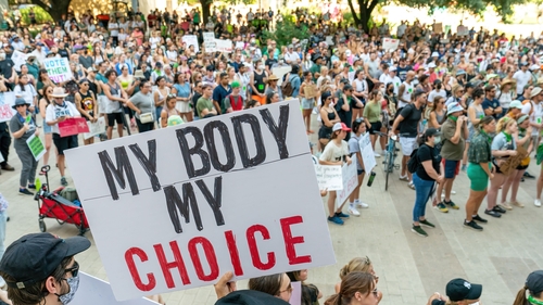 Abortion rights activists protest outside the Federal Courthouse Plaza in Austin, Texas after the Roe v Wade decision was overturned in June (File pic)