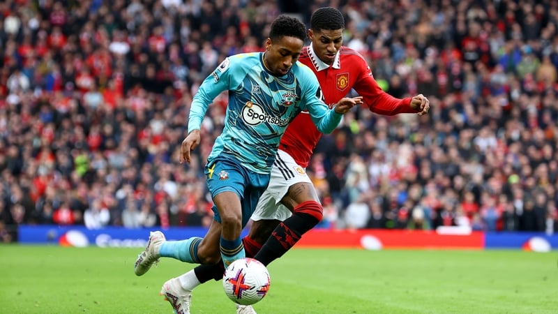 Kyle Walker-Peters (L) pictured at Old Trafford on Sunday