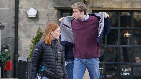 Ed McVey, playing the part of Prince William, films scenes for the next season of The Crown in St Andrews in Scotland. Pictures: PA