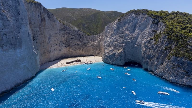 Navagio beach on the Ionian island of Zakynthos is often known as 'shipwreck beach'