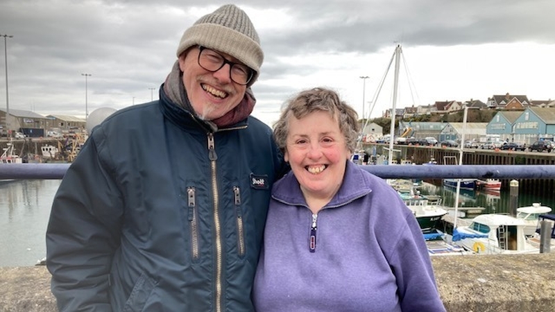 Geraldine Quinn (R), a fish factory worker with Vincent Woods (R) in Kilkeel