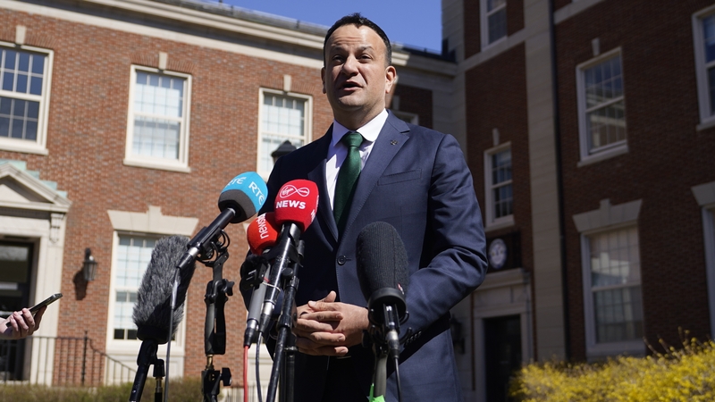 Leo Varadkar speaks to the media at Howard University Campus in Washington DC