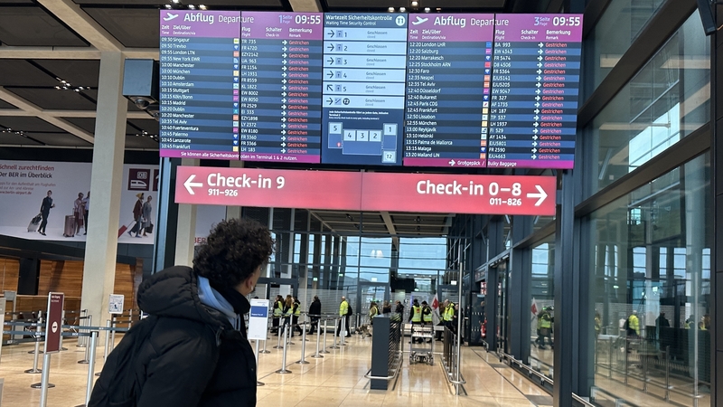 Workers and ground services are holding one-day strikes over pay at Berlin and Hamburg airports in Germany