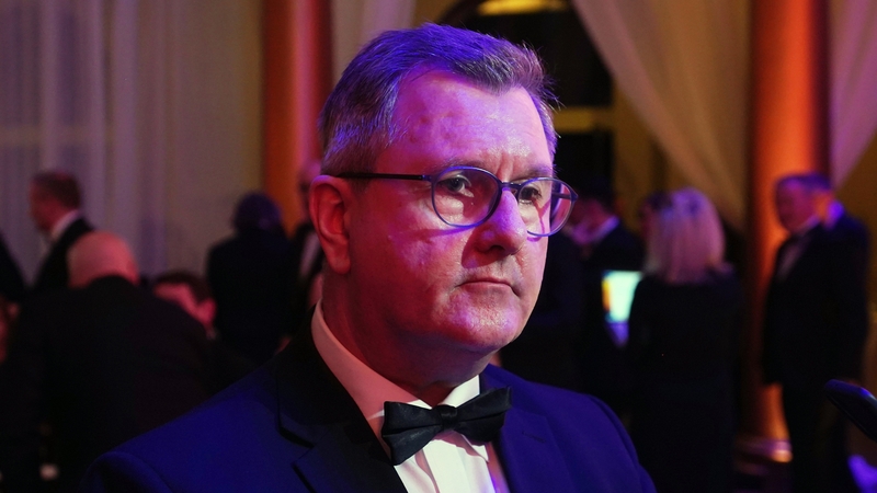 DUP Leader Jeffery Donaldson speaking to the media at the Ireland Funds Gala in Washington