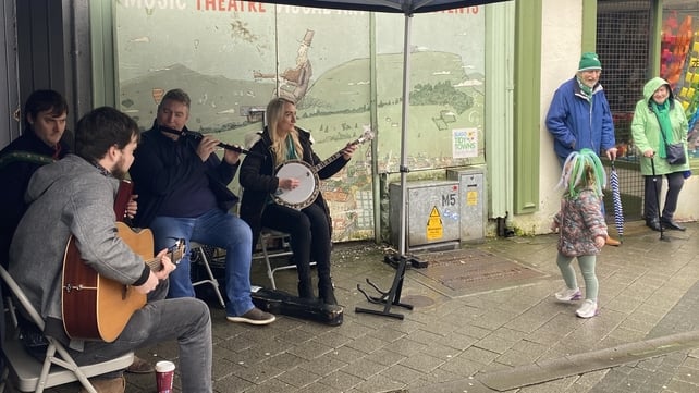 Ceol agus craic was the theme of the Sligo parade, where a young girl can be seen enjoying the music on display