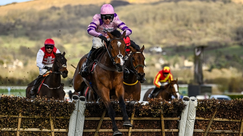 Stay Away Fay, with Harry Cobden up, powers ahead in the Albert Bartlett