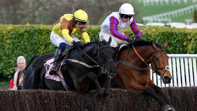 Galopin Des Champs (near side) and Bravemansgame renew their rivalry at Punchestown