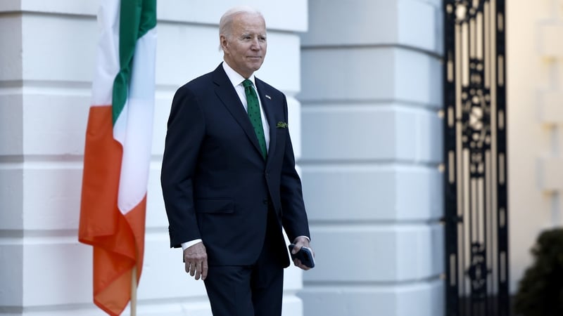 Joe Biden outside the White House on St Patrick's Day