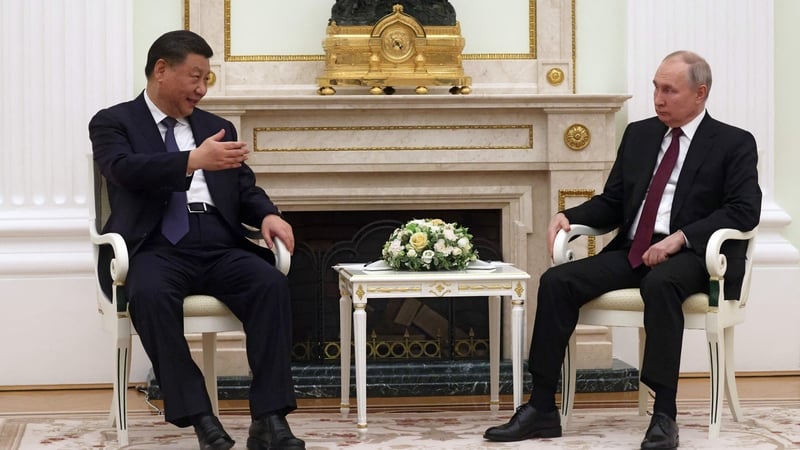 Russian President Vladimir Putin meets with China's President Xi Jinping at the Kremlin in Moscow