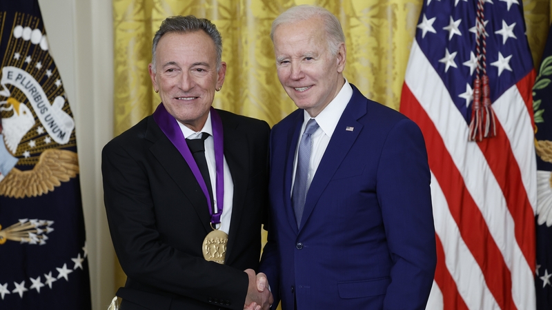 Joe Biden awarded the National Medal of Arts to rock legend Bruce Springsteen at the White House