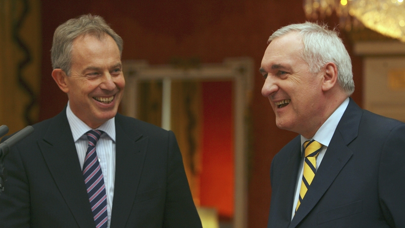 Bertie Ahern and Tony Blair speak to the media in Dublin Castle to mark the tenth anniversary of the Good Friday Agreement in Dublin (File photo)