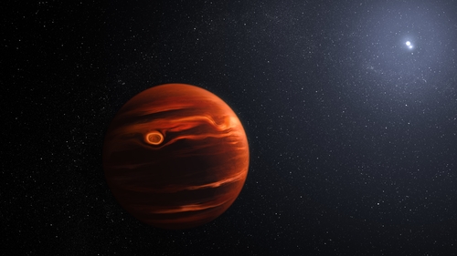 An artist's illustration conceptualizes the swirling hot sand clouds that has been detected on a distant planet by Nasa's James Webb Space Telescope