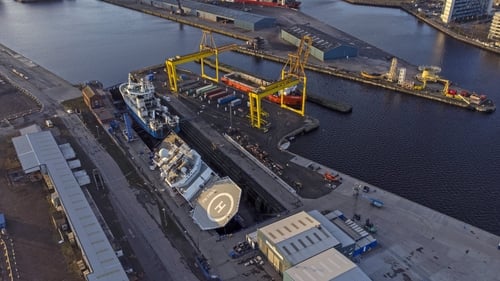 The Petrel was left leaning at a 45-degree angle in the dry dock