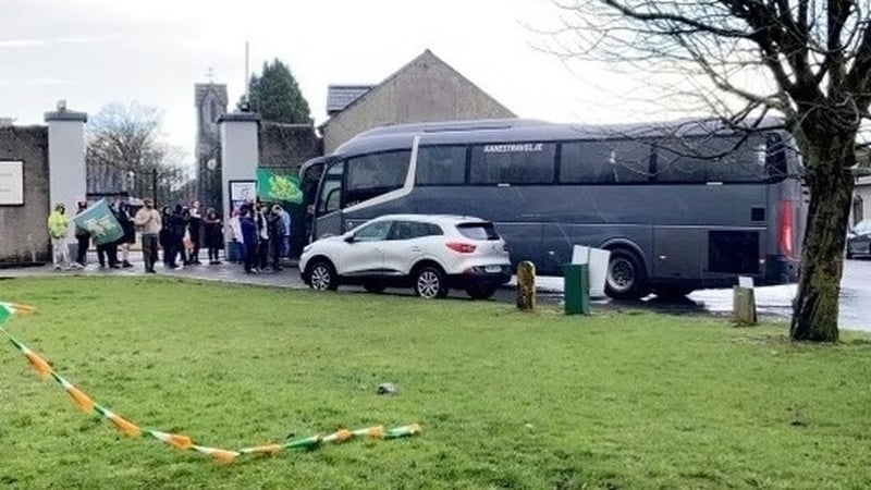 The bus arrived shortly after 1pm and has been prevented from entering