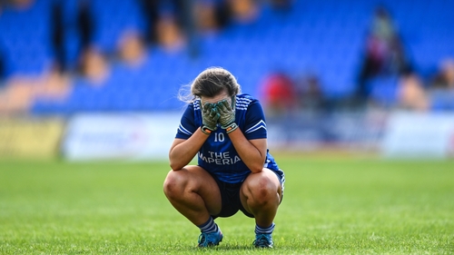 Cavan's Niamh Keenaghan reacts after a championship defeat to Mayo in 2022. Cavan say they are not prepared to play until issues have been "fully resolved"