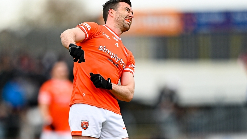 Armagh's Aidan Forker reacts after a missed point against Tyrone