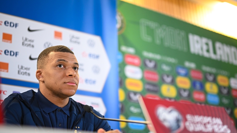 Kylian Mbappe faced the press in Dublin on Sunday