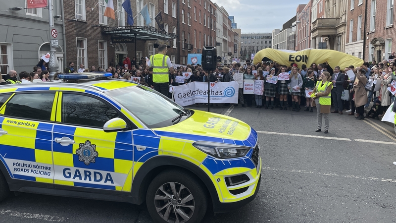 Several hundred people attended a protest at the Dáil