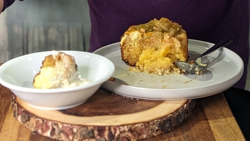 Kevin Dundon's upside-down rhubarb cake