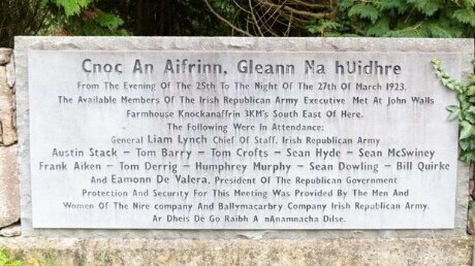The number of memorial stones to the fateful IRA Executive meeting in March is testament to how many times the officers were forced to change location due to National Army operations. (Credit: Gerry Shannon, John Foley Images)