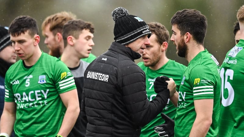 Fermanagh manager Kieran Donnelly with pre-match words to his players