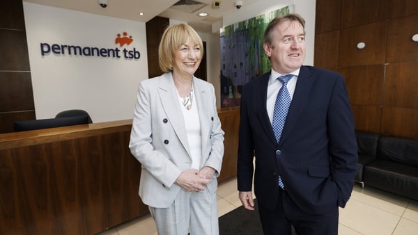 Permanent TSB Chair Julie O'Neill and chief executive Eamonn Crowley
